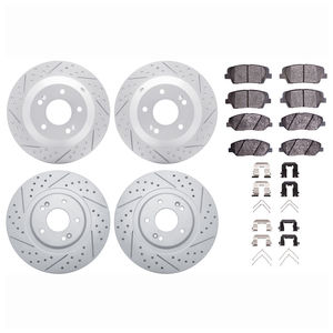 Dynamic Friction 2514-03087 - Front and Rear Brake Kit - Coated Drilled and Slotted Brake Rotors and 5000 Advanced Brake Pads with Hardware