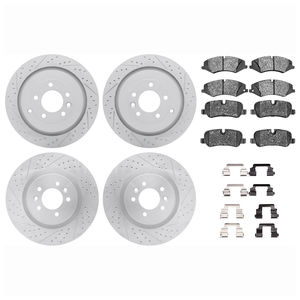 Dynamic Friction 2514-11002 - Front and Rear Brake Kit - Coated Drilled and Slotted Brake Rotors and 5000 Advanced Brake Pads with Hardware