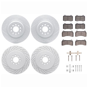 Dynamic Friction 2514-20002 - Front and Rear Brake Kit - Coated Drilled and Slotted Brake Rotors and 5000 Advanced Brake Pads with Hardware