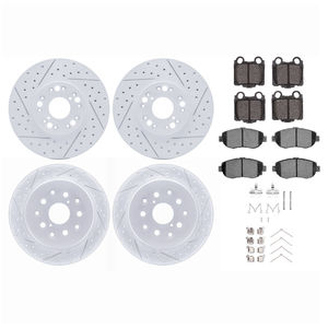 Dynamic Friction 2514-75001 - Front and Rear Brake Kit - Coated Drilled and Slotted Brake Rotors and 5000 Advanced Brake Pads with Hardware