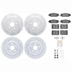 Dynamic Friction 2514-75002 - Front and Rear Brake Kit - Coated Drilled and Slotted Brake Rotors and 5000 Advanced Brake Pads with Hardware