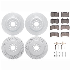 Dynamic Friction 2614-20000 - Front and Rear Brake Kit - Coated Drilled and Slotted Brake Rotors and 5000 Euro Ceramic Brake Pads with Hardware