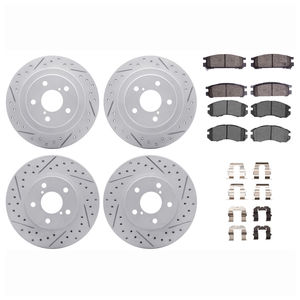 Dynamic Friction 2514-13000 - Front and Rear Brake Kit - Coated Drilled and Slotted Brake Rotors and 5000 Advanced Brake Pads with Hardware