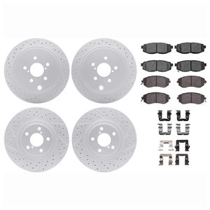 Dynamic Friction 2514-13009 - Front and Rear Brake Kit - Coated Drilled and Slotted Brake Rotors and 5000 Advanced Brake Pads with Hardware