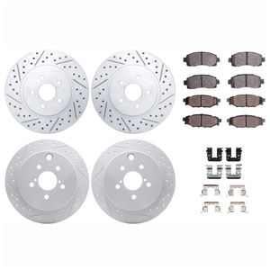 Dynamic Friction 2514-13011 - Front and Rear Brake Kit - Coated Drilled and Slotted Brake Rotors and 5000 Advanced Brake Pads with Hardware