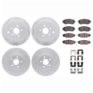 Dynamic Friction 2514-13045 - Front and Rear Brake Kit - Coated Drilled and Slotted Brake Rotors and 5000 Advanced Brake Pads with Hardware
