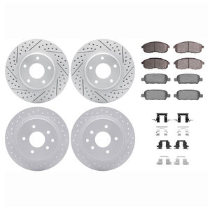 Dynamic Friction 2514-67062 - Front and Rear Brake Kit - Coated Drilled and Slotted Brake Rotors and 5000 Advanced Brake Pads with Hardware