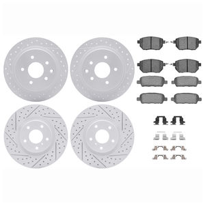 Dynamic Friction 2514-67064 - Front and Rear Brake Kit - Coated Drilled and Slotted Brake Rotors and 5000 Advanced Brake Pads with Hardware