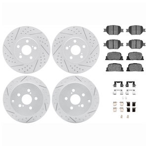 Dynamic Friction 2514-76104 - Front and Rear Brake Kit - Coated Drilled and Slotted Brake Rotors and 5000 Advanced Brake Pads with Hardware