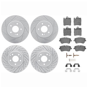 Dynamic Friction 2614-63005 - Front and Rear Brake Kit - Coated Drilled and Slotted Brake Rotors and 5000 Euro Ceramic Brake Pads with Hardware