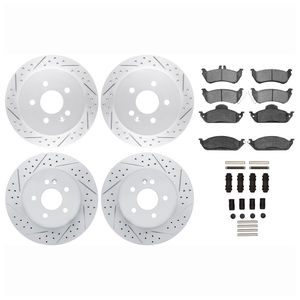 Dynamic Friction 2614-63006 - Front and Rear Brake Kit - Coated Drilled and Slotted Brake Rotors and 5000 Euro Ceramic Brake Pads with Hardware