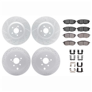 Dynamic Friction 2514-13008 - Front and Rear Brake Kit - Coated Drilled and Slotted Brake Rotors and 5000 Advanced Brake Pads with Hardware