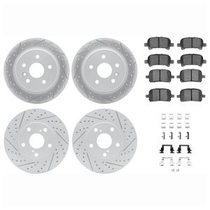 Dynamic Friction 2514-76093 - Front and Rear Brake Kit - Coated Drilled and Slotted Brake Rotors and 5000 Advanced Brake Pads with Hardware