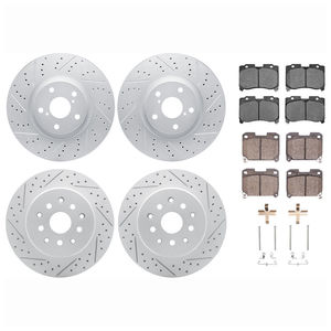 Dynamic Friction 2514-76102 - Front and Rear Brake Kit - Coated Drilled and Slotted Brake Rotors and 5000 Advanced Brake Pads with Hardware