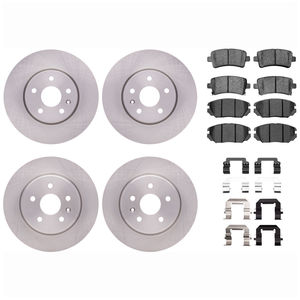 Dynamic Friction 6514-45011 - Front and Rear Brake Kit - Quickstop Rotors and 5000 Brake Pads With Hardware