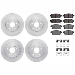 Dynamic Friction 6514-45014 - Front and Rear Brake Kit - Quickstop Rotors and 5000 Brake Pads With Hardware