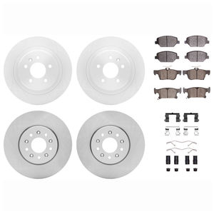Dynamic Friction 6514-45019 - Front and Rear Brake Kit - Quickstop Rotors and 5000 Brake Pads With Hardware