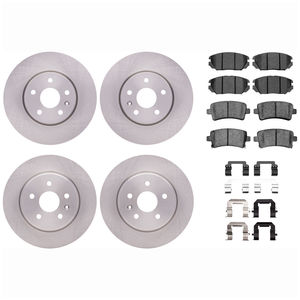 Dynamic Friction 6514-45026 - Front and Rear Brake Kit - Quickstop Rotors and 5000 Brake Pads With Hardware