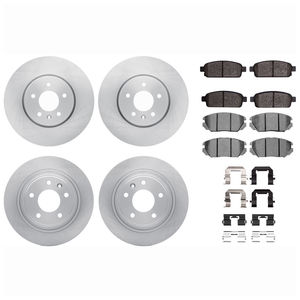 Dynamic Friction 6514-46014 - Front and Rear Brake Kit - Quickstop Rotors and 5000 Brake Pads With Hardware