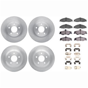 Dynamic Friction 6514-45005 - Front and Rear Brake Kit - Quickstop Rotors and 5000 Brake Pads With Hardware