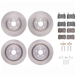Dynamic Friction 6514-45015 - Front and Rear Brake Kit - Quickstop Rotors and 5000 Brake Pads With Hardware
