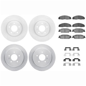 Dynamic Friction 6514-46007 - Front and Rear Brake Kit - Quickstop Rotors and 5000 Brake Pads With Hardware