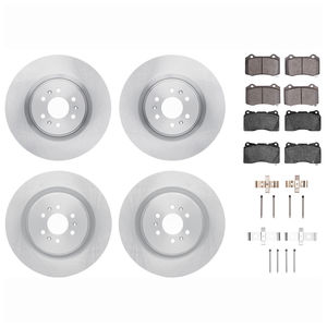 Dynamic Friction 6514-46011 - Front and Rear Brake Kit - Quickstop Rotors and 5000 Brake Pads With Hardware