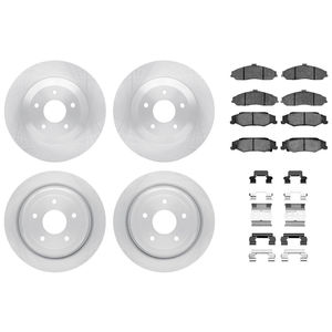 Dynamic Friction 6514-46037 - Front and Rear Brake Kit - Quickstop Rotors and 5000 Brake Pads With Hardware