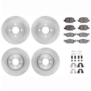 Dynamic Friction 6514-07001 - Front and Rear Brake Kit - Quickstop Rotors and 5000 Brake Pads With Hardware