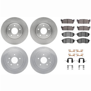 Dynamic Friction 6514-67016 - Front and Rear Brake Kit - Quickstop Rotors and 5000 Brake Pads With Hardware