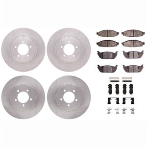 Dynamic Friction 6514-55001 - Front and Rear Brake Kit - Quickstop Rotors and 5000 Brake Pads With Hardware