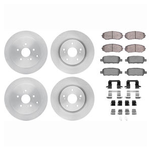 Dynamic Friction 6514-01004 - Front and Rear Brake Kit - Quickstop Rotors and 5000 Brake Pads With Hardware