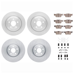 Dynamic Friction 6514-27040 - Front and Rear Brake Kit - Quickstop Rotors and 5000 Brake Pads With Hardware