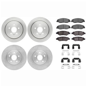 Dynamic Friction 6514-46017 - Front and Rear Brake Kit - Quickstop Rotors and 5000 Brake Pads With Hardware