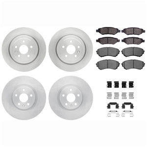 Dynamic Friction 6514-46016 - Front and Rear Brake Kit - Quickstop Rotors and 5000 Brake Pads With Hardware
