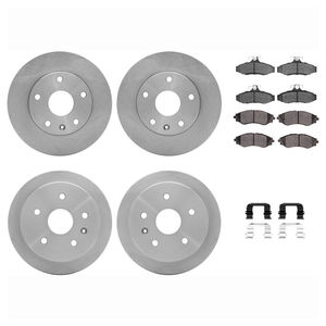 Dynamic Friction 6514-18001 - Front and Rear Brake Kit - Quickstop Rotors and 5000 Brake Pads with Hardware