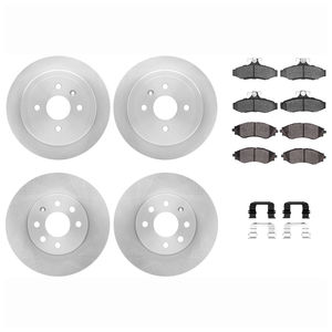 Dynamic Friction 6514-18003 - Front and Rear Brake Kit - Quickstop Rotors and 5000 Brake Pads with Hardware