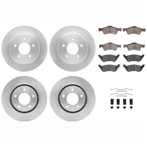 Dynamic Friction 6514-40970 - Front and Rear Brake Kit - Quickstop Rotors and 5000 Brake Pads with Hardware