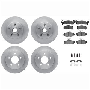 Dynamic Friction 6514-55400 - Front and Rear Brake Kit - Quickstop Rotors and 5000 Brake Pads with Hardware