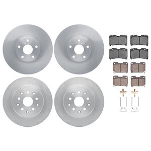 Dynamic Friction 6514-76455 - Front and Rear Brake Kit - Quickstop Rotors and 5000 Brake Pads with Hardware