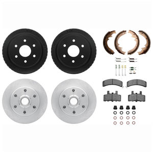 Dynamic Friction 6514-47706 - Front and Rear Brake Kit - Rotors with 5000 Advanced Brake Pads includes Drums