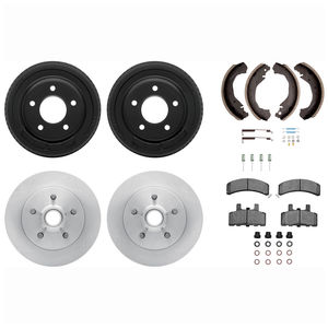 Dynamic Friction 6514-47749 - Front and Rear Brake Kit - Rotors with 5000 Advanced Brake Pads includes Drums