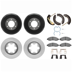 Dynamic Friction 6514-48044 - Front and Rear Brake Kit - Rotors with 5000 Advanced Brake Pads includes Drums