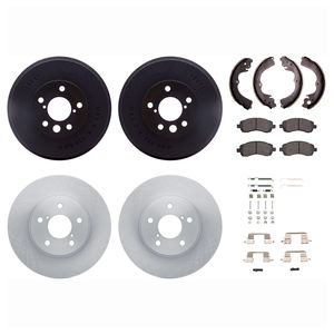 Dynamic Friction 6514-13121 - Front and Rear Brake Kit - Rotors with 5000 Advanced Brake Pads includes Drums