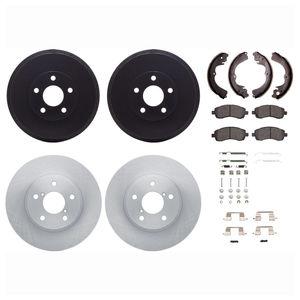 Dynamic Friction 6514-13131 - Front and Rear Brake Kit - Rotors with 5000 Advanced Brake Pads includes Drums