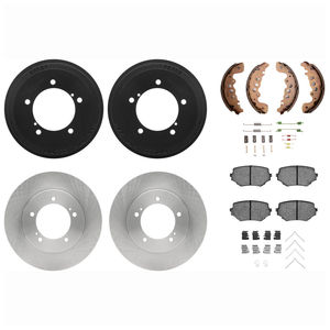 Dynamic Friction 6514-47069 - Front and Rear Brake Kit - Rotors with 5000 Advanced Brake Pads includes Drums
