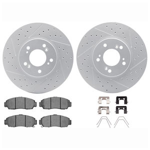 Dynamic Friction 2712-58005 - Front Brake Kit - Geoperformance Coated Drilled and Slotted Brake Rotor and Active Performance 309 Brake Pads