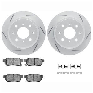 Dynamic Friction 2712-59004 - Rear Brake Kit - Slotted Coated Carbon Alloy Brake Rotor and Active Performance 309 Brake Pads