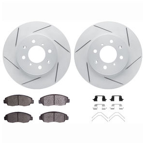 Dynamic Friction 2712-59012 - Front Brake Kit - Slotted Coated Carbon Alloy Brake Rotor and Active Performance 309 Brake Pads