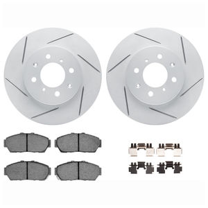 Dynamic Friction 2712-59014 - Front Brake Kit - Slotted Coated Carbon Alloy Brake Rotor and Active Performance 309 Brake Pads